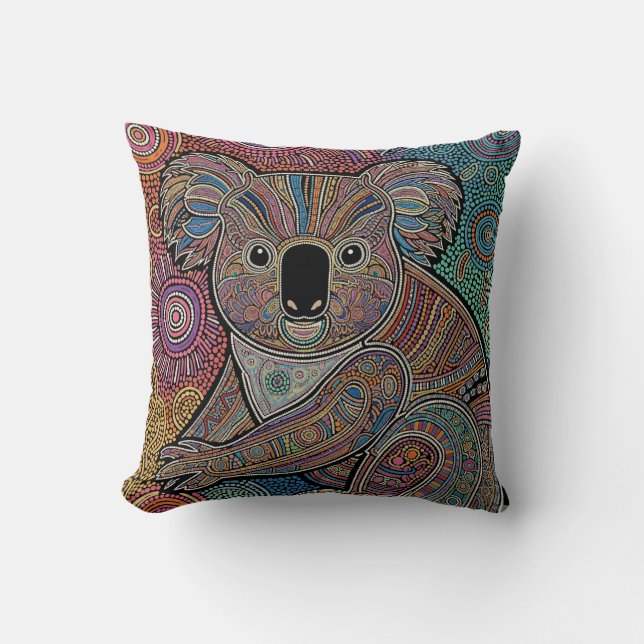 ABORIGINAL ART OF KOALA CUSHION (Front)