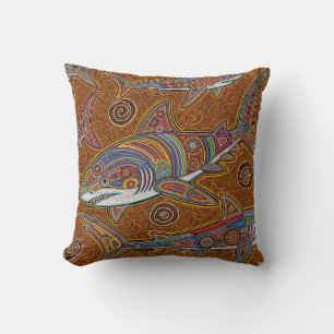 ABORIGINAL ART OF SHARK CUSHION