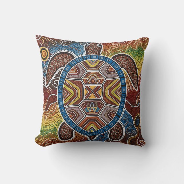 ABORIGINAL ART OF TURTLE CUSHION (Front)