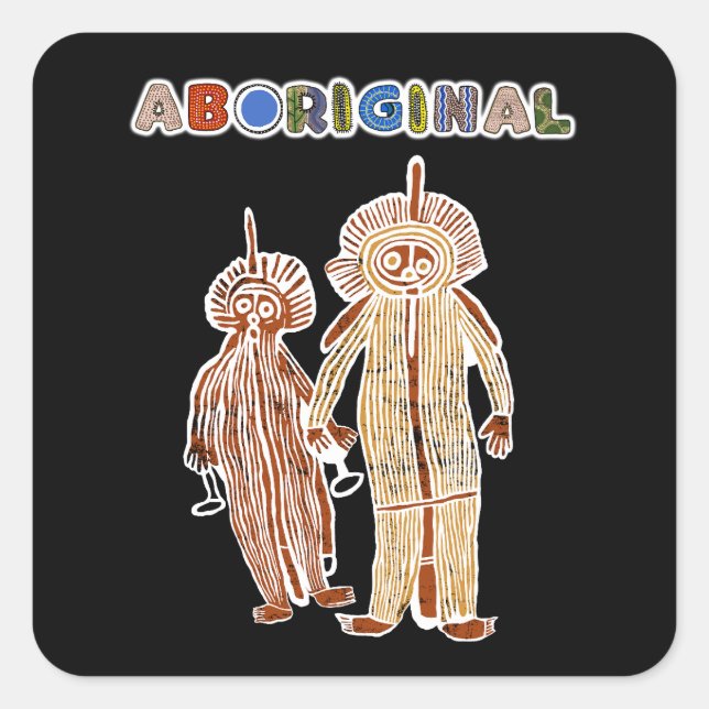 aboriginal art petroglyph square sticker (Front)