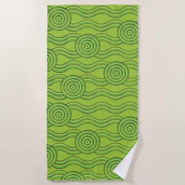 Aboriginal Art Rainforest Beach Towel (Front)