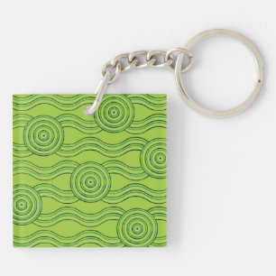 Aboriginal art rainforest key ring