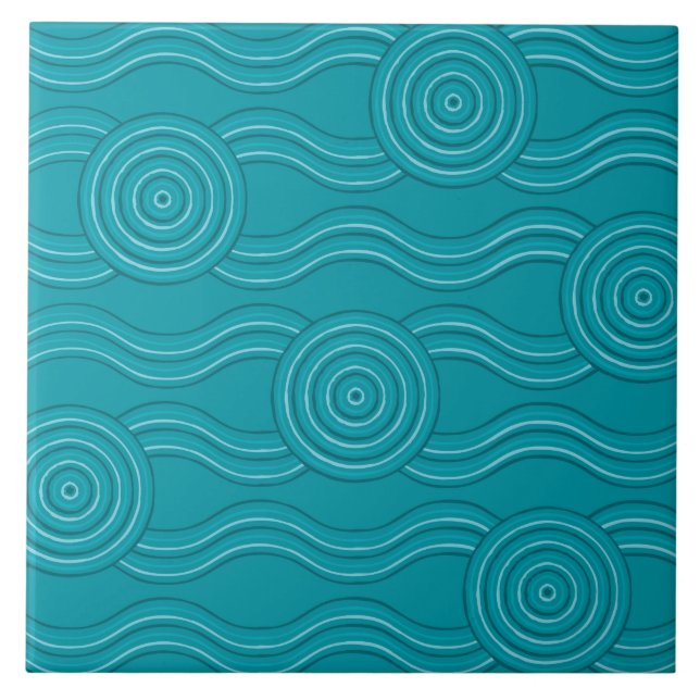 Aboriginal art reef ceramic tile (Front)