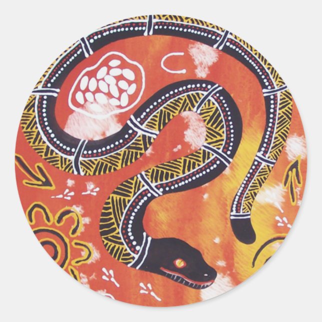 Aboriginal Art Snake Dreaming Sticker (Front)
