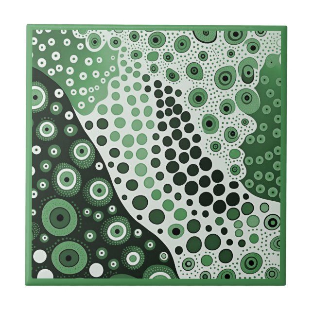 Aboriginal art style green 2 of 9 Ceramic Tile (Front)