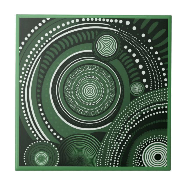 Aboriginal art style green 9 of 9 Ceramic Tile (Front)