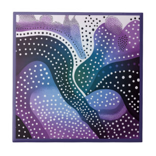Aboriginal art style purple 3 of 9 Ceramic Tile