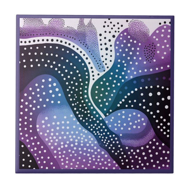 Aboriginal art style purple 3 of 9 Ceramic Tile (Front)
