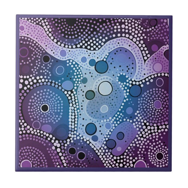 Aboriginal art style purple 5 of 9 Ceramic Tile (Front)