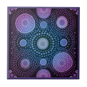 Aboriginal art style purple 6 of 9 Ceramic Tile