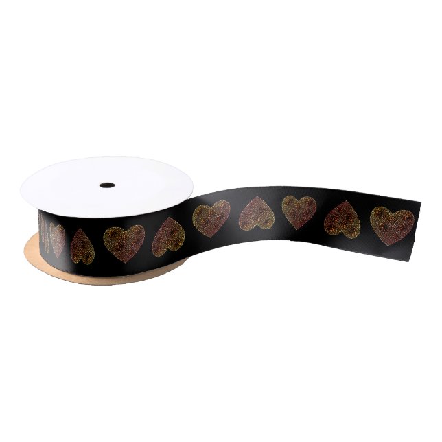 Aboriginal art style ribbon hearts satin ribbon (Spool)