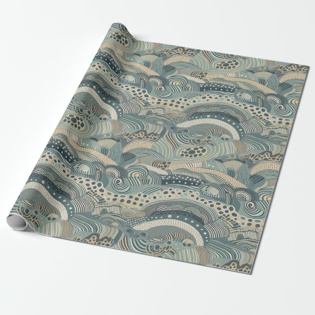 Aboriginal art style stripes wrapping paper (Unrolled)