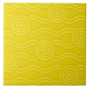 Aboriginal art wattle ceramic tile
