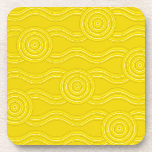Aboriginal art wattle coaster
