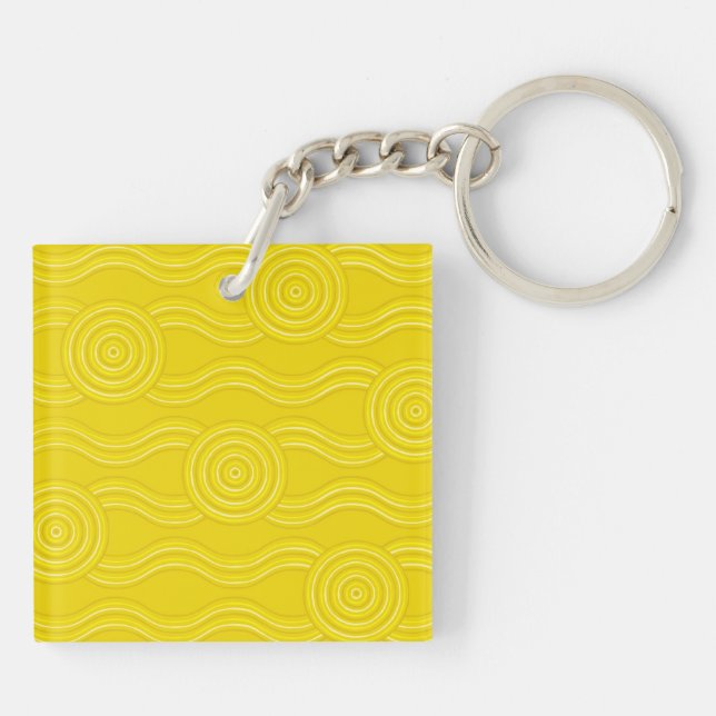 Aboriginal art wattle key ring (Back)