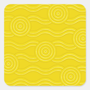 Aboriginal art wattle square sticker