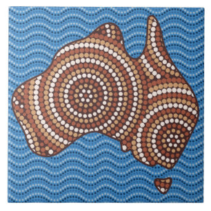 Aboriginal Australia dot painting Tile