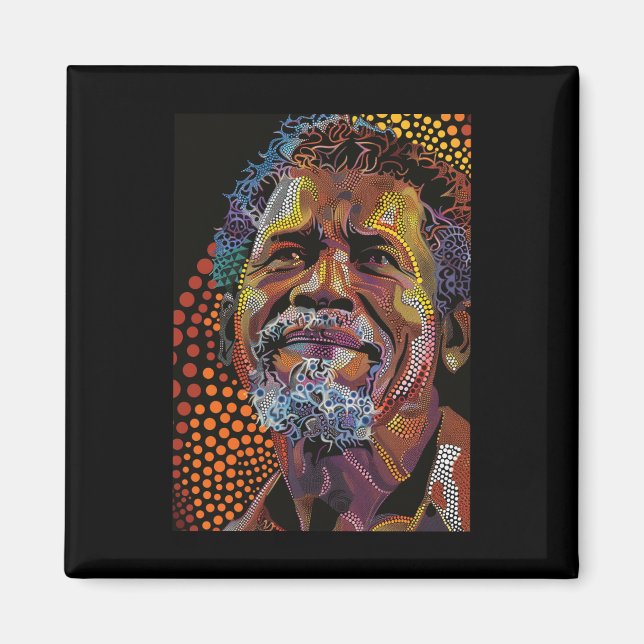 Aboriginal Australian Dot Art Portrait Artwork Of  Magnet (Front)
