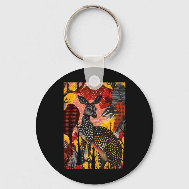 Aboriginal Australian Kangaroo Dot Art Roo Artwork Key Ring (Front)