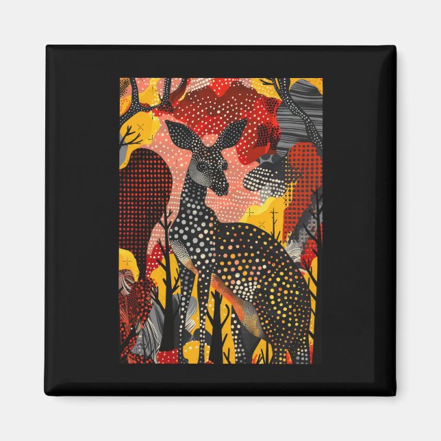 Aboriginal Australian Kangaroo Dot Art Roo Artwork Magnet (Front)