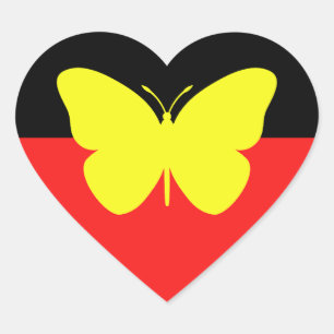 Aboriginal Butterfly Flag Heart Sticker