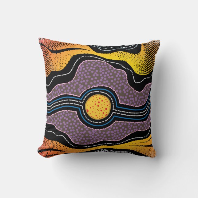 Aboriginal Design One Throw Pillow (Front)