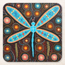 Aboriginal Dot Art Dragonfly Coasters