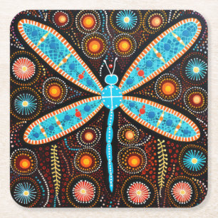 Aboriginal Dot Art Dragonfly Coasters