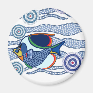 Aboriginal Dot Art Fish-01 Magnet