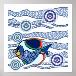 Aboriginal Dot Art Fish-01 Poster