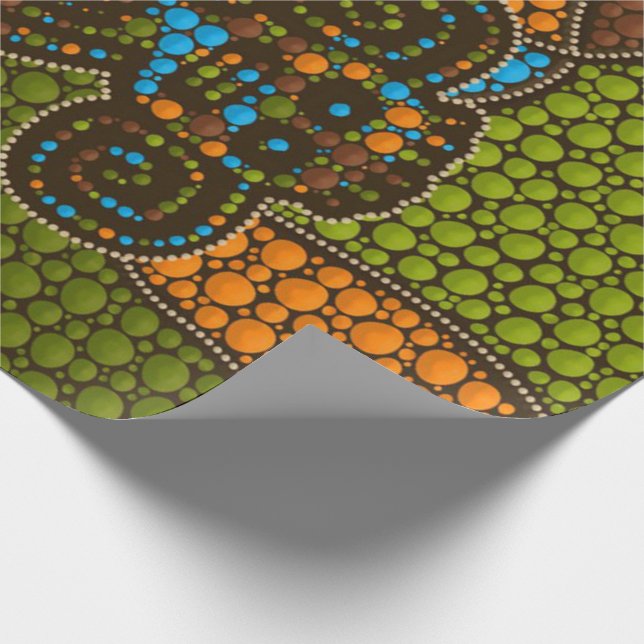 Aboriginal Dot Art Monkey Wrapping Paper (Corner)