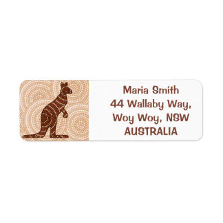 Aboriginal dot painting kangaroo return address label