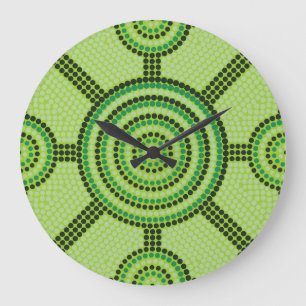 Aboriginal dot painting large clock