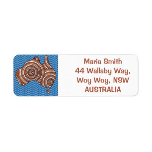 Aboriginal dot painting map return address label