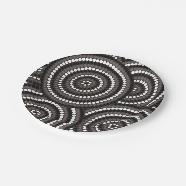 Aboriginal dot painting paper plate (Angled)