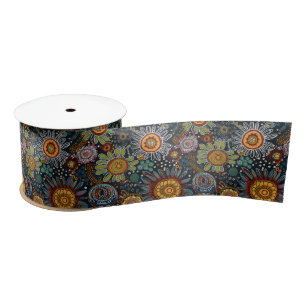 Aboriginal dot style flowers Gift Ribbon Satin Ribbon