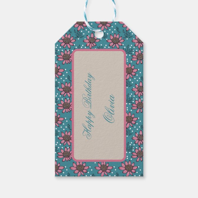 Aboriginal dot style flowers Gift Tag  (Front)