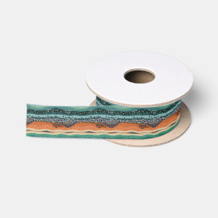 Aboriginal dot style stripes Gift Ribbon Satin Ribbon