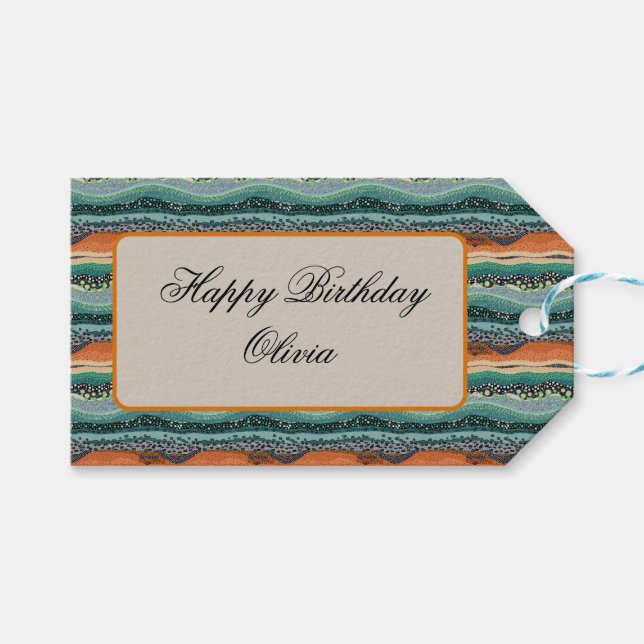 Aboriginal dot style stripes Gift Tag  (Front (Horizontal))