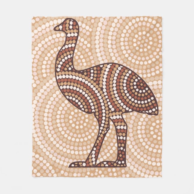 Aboriginal emu dot painting fleece blanket (Front)