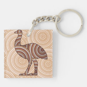 Aboriginal emu dot painting key ring