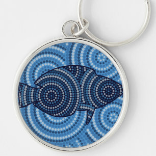 Aboriginal fish dot painting key ring