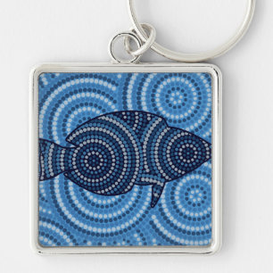 Aboriginal fish dot painting key ring