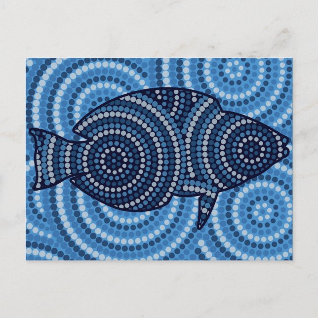 Aboriginal fish dot painting postcard (Front)