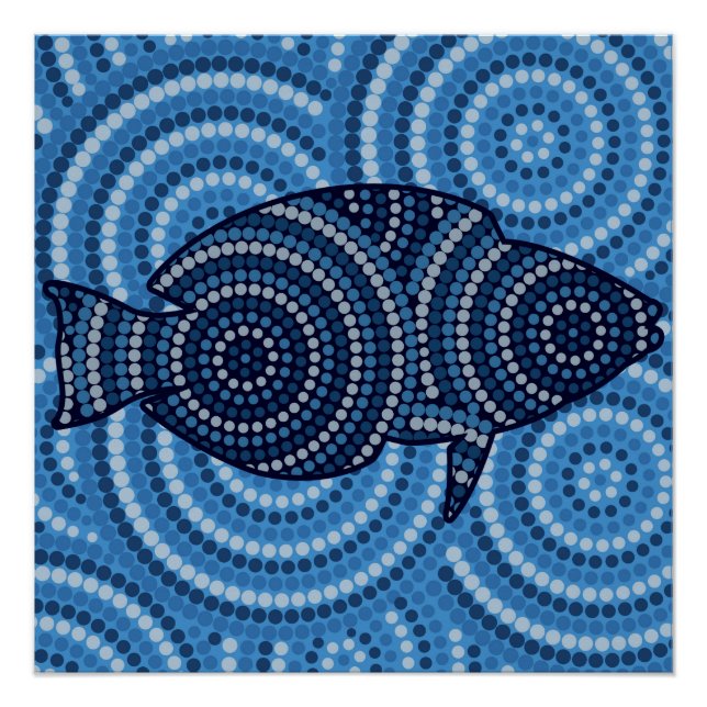 Aboriginal fish dot painting poster (Front)