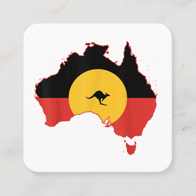 Aboriginal Flag T Shirt Australia Flag Gift for Au Square Business Card (Front)
