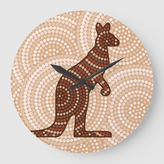 Aboriginal kangaroo dot large clock (Front)