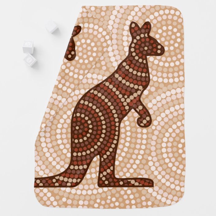 Aboriginal kangaroo dot painting baby blanket