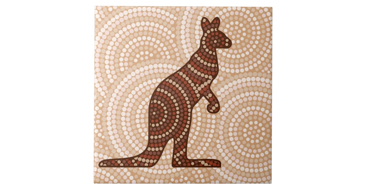 Aboriginal kangaroo dot painting ceramic tile | Zazzle.com.au