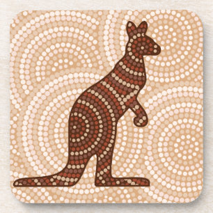 Aboriginal kangaroo dot painting coaster